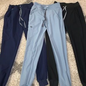 Three pairs Figs XS/T joggers